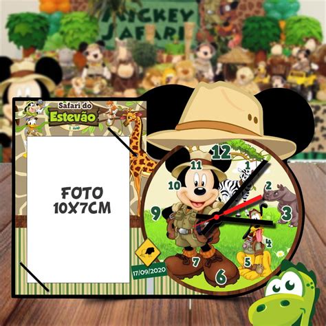 Relógio Porta Retrato Mickey Safari Elo7 Produtos Especiais