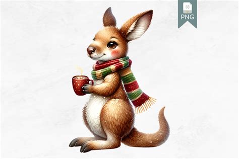 Christmas Kangaroo With Hot Cocoa Png Graphic By Bijou Bay · Creative