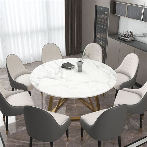 Free Shipping On 59 White Modern Round Faux Marble Dining Table