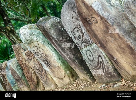 Stones carved with petroglyphs (ca. 1270s), Caguana Indian Ceremonial ...