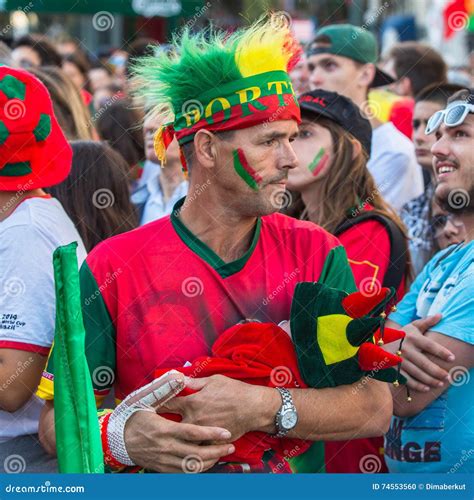 Portuguese Fans During Translation Of The Football Match Portugal