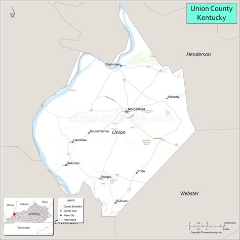 Map of Union County, Kentucky - Where is Located, Cities, Population ...