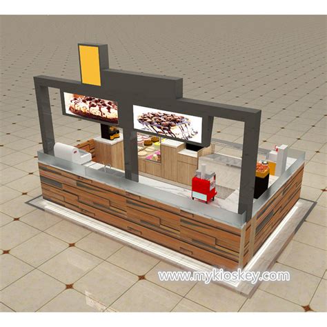 Mall Wood Modern Food Kiosk Design For Frozen Yogurt Kiosk