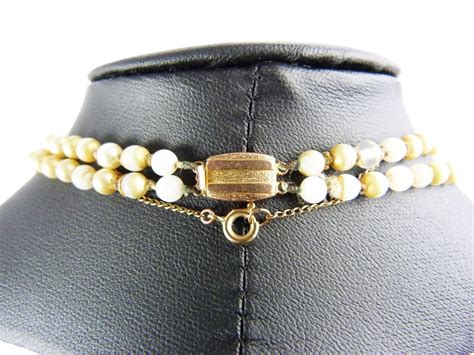 Vintage Ciro Faux Pearl Double Strand Necklace 9ct Gold Clasp Etsy