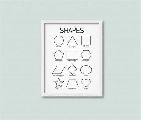 Shapes Chart Poster Printable Classroom Decor Pre K Print Etsy