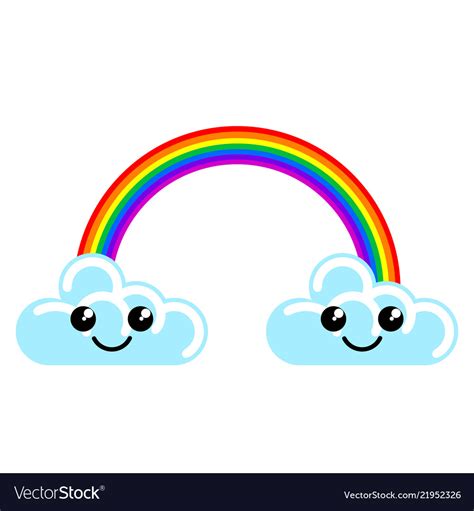 Happy Clouds With Rainbow Weather Icon Royalty Free Vector