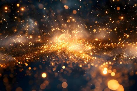 Abstract Sparkly Golden Background With Bokeh Lights Premium Ai