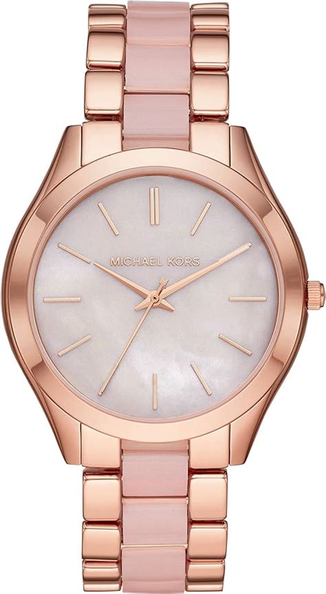 MICHAEL KORS Slim Runway Three Hand Watch Two Tone Stainless Steel