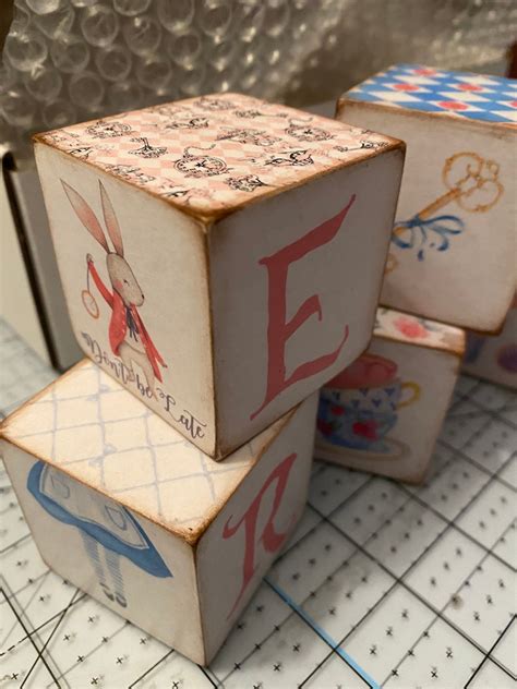 Alice In Wonderland Personalized Baby Blocks Made To Etsy