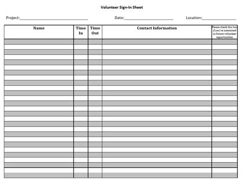 10 Free Sample Volunteer Sign in Sheet Templates - Printable Samples