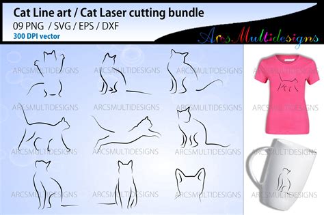 Cat Line Svg Bundle Graphic By Arcs Multidesigns Creative Fabrica