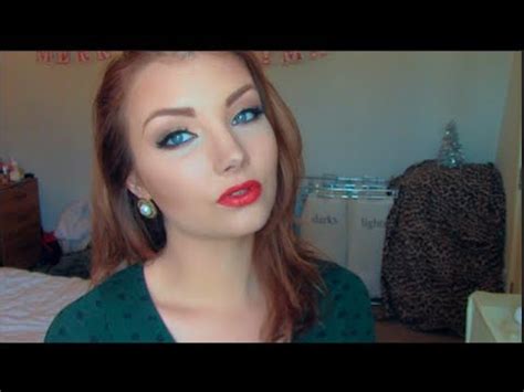 Christmas Make Up Tutorial Glam Eyes Glossy Red Lips YouTube