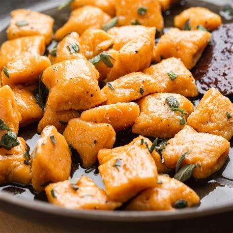 Sweet Potato Gnocchi With Maple Brown Butter Sauce Sip And Feast