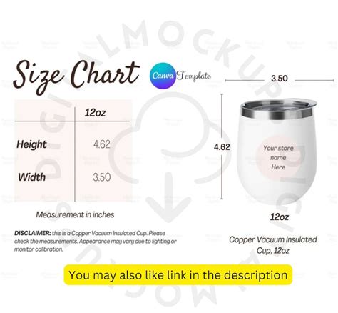 Mug Size Chart Cup Size Chart Mug Mockup Oz Oz Mug Size Etsy Canada