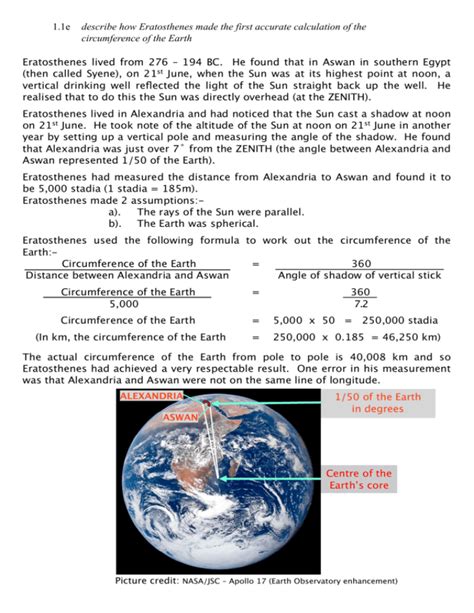 1.1e Calculation of the circumference of the Earth