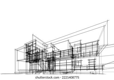 Architectural Drawing Modern House Vector Illustration Stock Vector ...