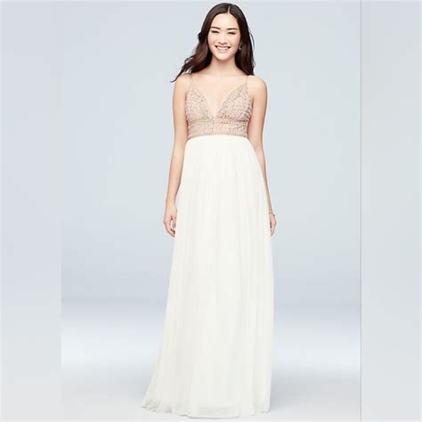 Dresses Nwot Ivory Nude Chiffon Dress With Beaded Boho Bodice Beach Wedding Gown Poshmark