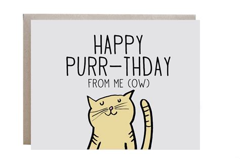 Cat Birthday Card Happy Birthday Card From The Cat Etsy Cat