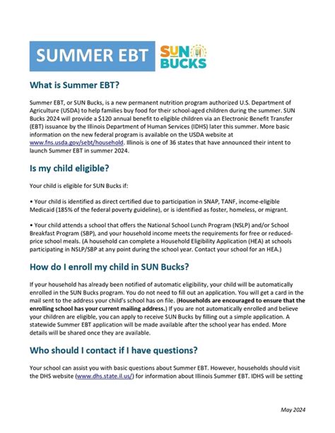 Sunbucks Program Summer Ebt Dixon High School