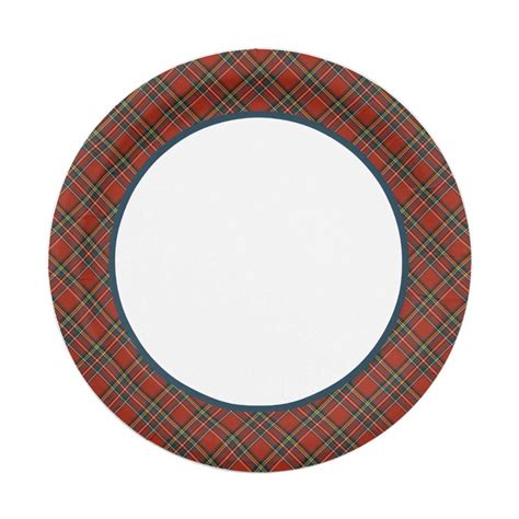 Paper Plates With A Border Of The Royal Stewart Tartan Red Green And Blue Scottish Plaid