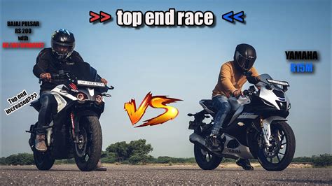 Yamaha R15M Vs Bajaj Pulsar RS 200 BS6 With NS Sprocket Top End Race