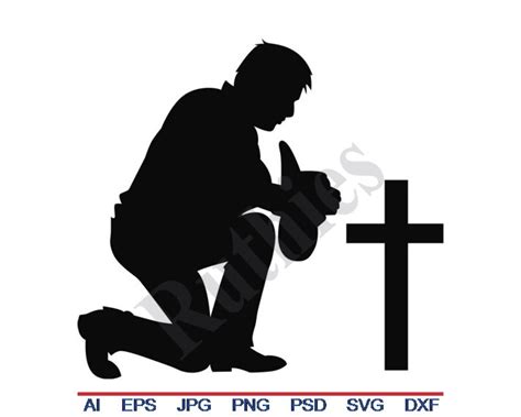 Cowboy Kneeling At Cross Svg Dxf Eps Png Vector Etsy