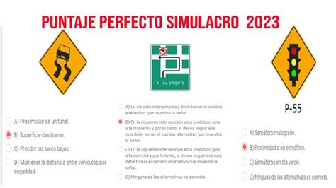 Simulacro Examen Reglamento De Transito Puntaje Perfecto