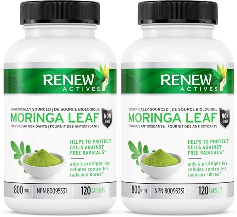 Renew Actives Organic Moringa Leaf Supplement 120 X 2 High Potency