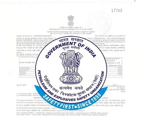 PESO Certificate, PESO License Services in India