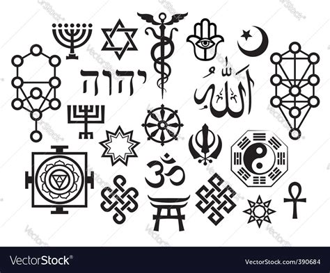 Oriental religious symbols Royalty Free Vector Image