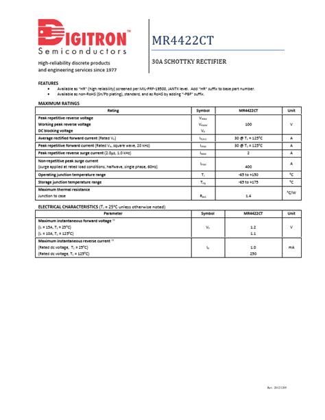 MR4422CTR Datasheet Pdf Digitron Semiconductors