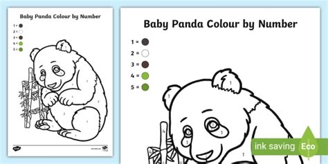 Free Baby Panda Colour By Number Creat De Profesori