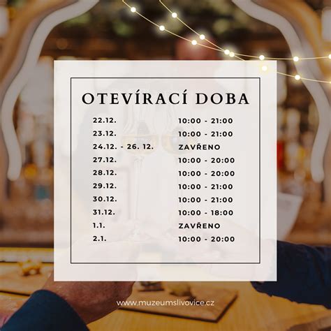 Vánoční otevírací doba Muzeum Slivovice