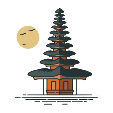 Balinese Temple Silhouette And Moon Behind It Free Vector Temple Back