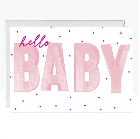 Neon Hello Baby Pink Card Etsy