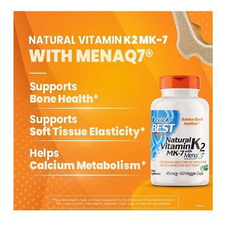 Doctors Best Natural Vitamin K Menaq Vegetable Capsules Cou