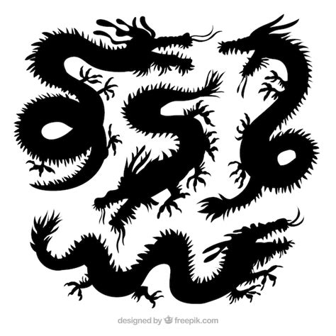 Free Vector Traditional Chinese Dragon Silhouette Collection