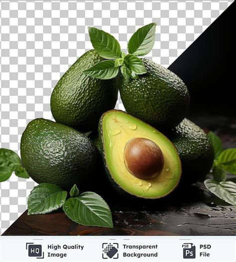 Premium Psd Transparent Object Of Avocados And Green Leaves On A