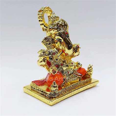 Gold Art India Ceramic Dagdu Ganesha Idol 8x7x5 Cm Gold Gold Art India