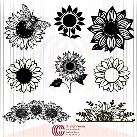 Sunflower Svg Sunflower Cricut Sunflower Clipart Sunflower Cut File