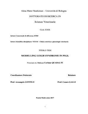 Fillable Online Amsdottorato Unibo Modelling Leigh Syndrome In Pigs