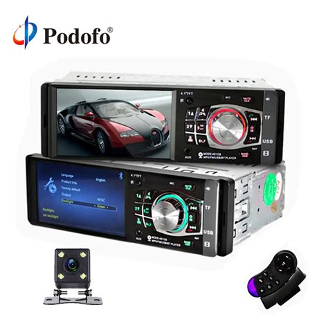 Podofo autoradio coche 12V Radio Bluetooth 1 din coche estéreo de CD