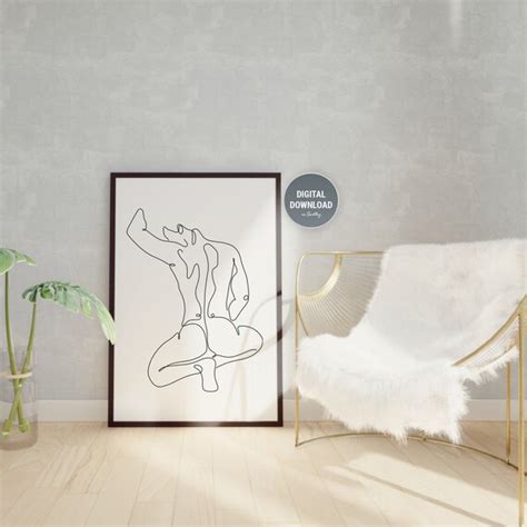 Naked Man Printable Line Art Gay Art Nude Man Wall Art One Etsy