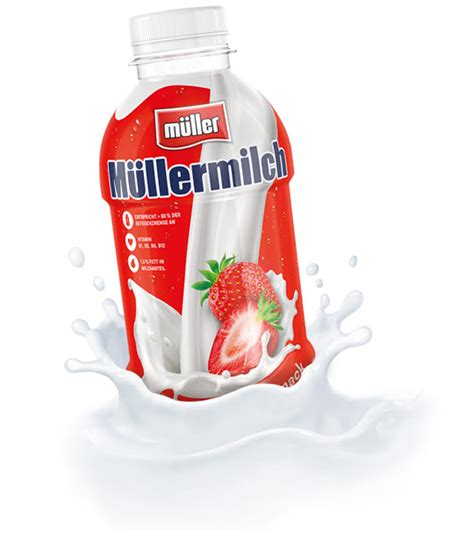 Müllermilch Original in der Flasche Erdbeer Geschmack Molkerei Müller