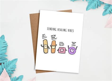 Sending Healing Vibes Get Well Card Greeting Card Healing Etsy Canada