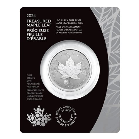 2024 Canadian 5 Treasured Silver Maple Leaf First Strikes Polar Bear