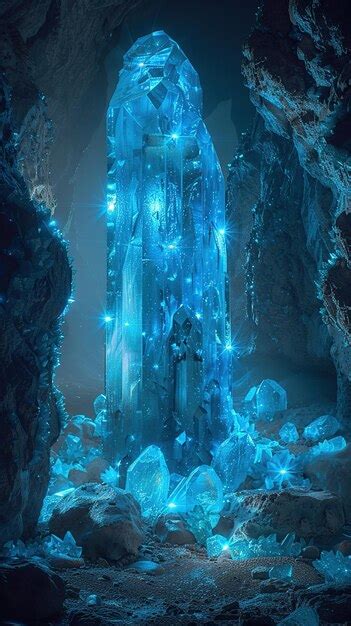 Glowing Crystal In A Cave Premium AI Generated Image