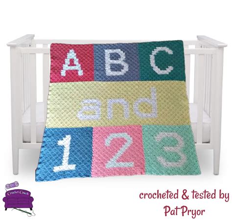 ABC And 123 Baby Afghan C2C Crochet Pattern Written Row Counts C2C