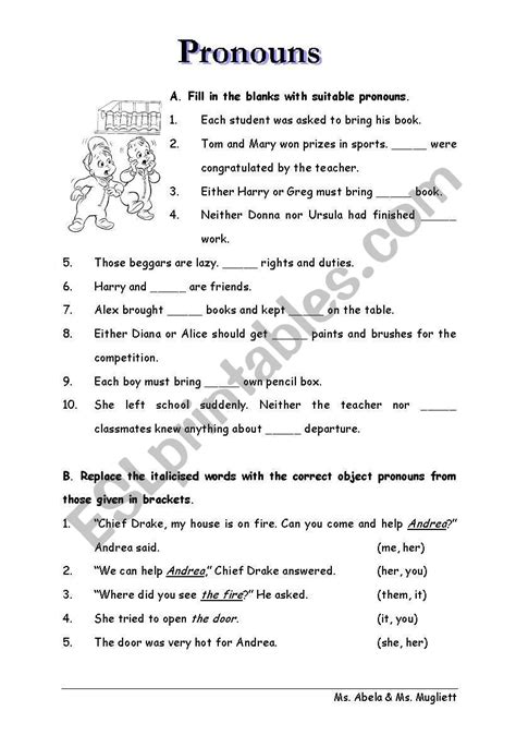 Pronouns Esl Worksheet By Marthese26