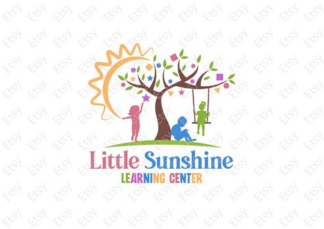 Bright Daycare Logo Preschool Logo Child Care Logo Cartoon Children